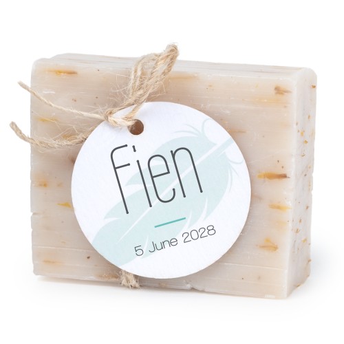 Såpestykke med rund etikett (sett à 6)