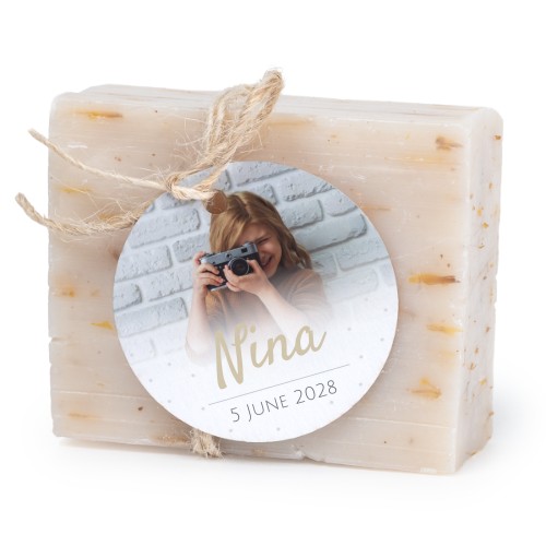 Såpestykke med rund etikett (sett à 6)