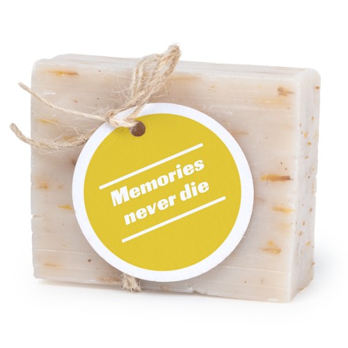 Såpestykke med rund etikett (sett à 6)