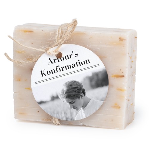 Lot de 6 savons avec étiquettes rondes Lot de 6 savons avec étiquettes rondes