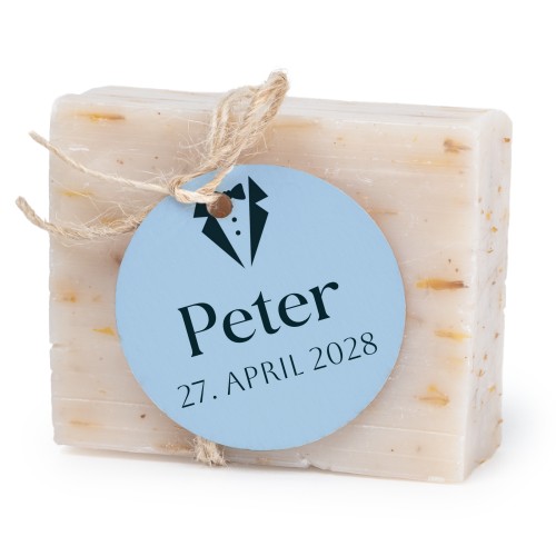 Sæbebar med rund etikette (sæt á 6)