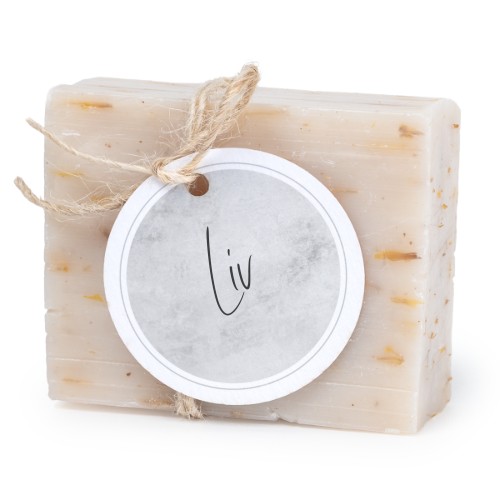 Såpestykke med rund etikett (sett à 6)