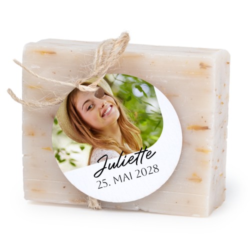 Såpestykke med rund etikett (sett à 6)