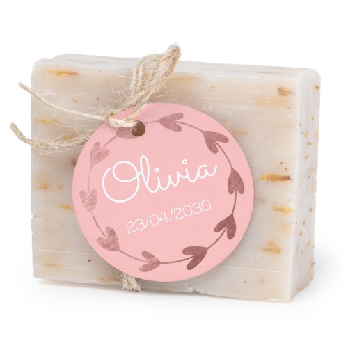 Sæbebar med rund etikette (sæt á 6)