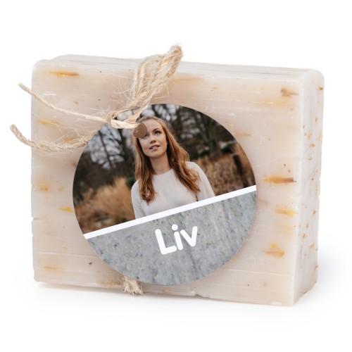 Såpestykke med rund etikett (sett à 6)