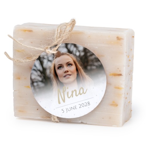 Sæbebar med rund etikette (sæt á 6)