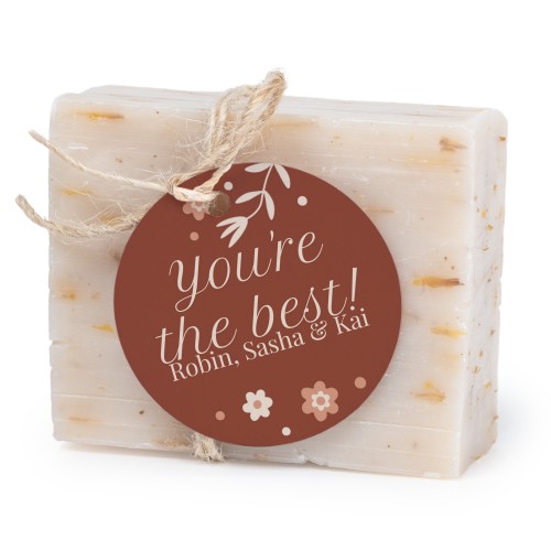 Sæbebar med rund etikette (sæt á 6)