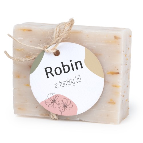 Såpestykke med rund etikett (sett à 6)