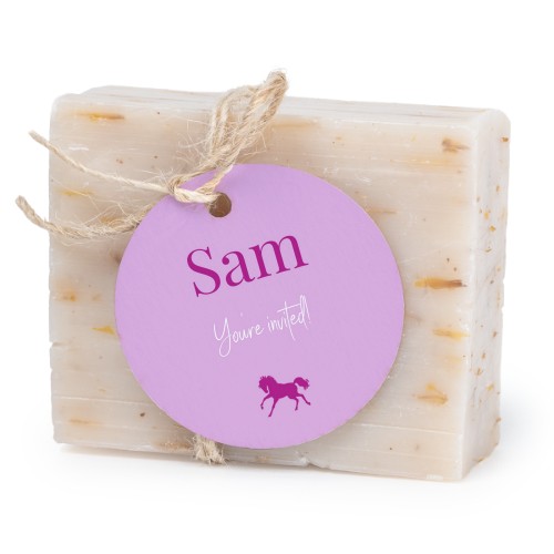 Såpestykke med rund etikett (sett à 6)