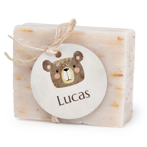 Såpestykke med rund etikett (sett à 6)