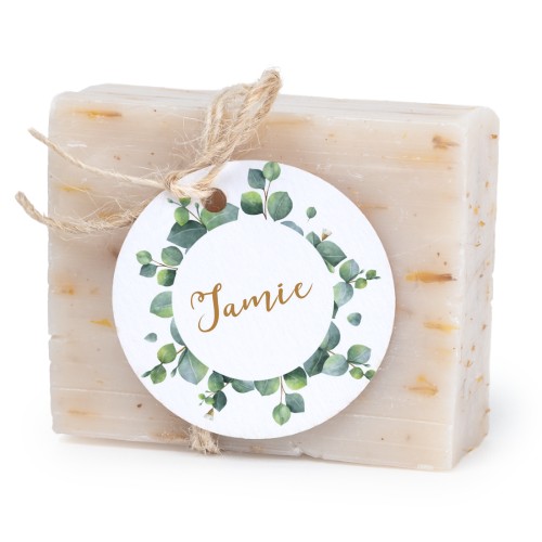 Zeepjes met rond label - set van 6