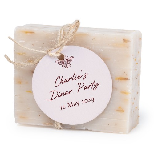 Sæbebar med rund etikette (sæt á 6)