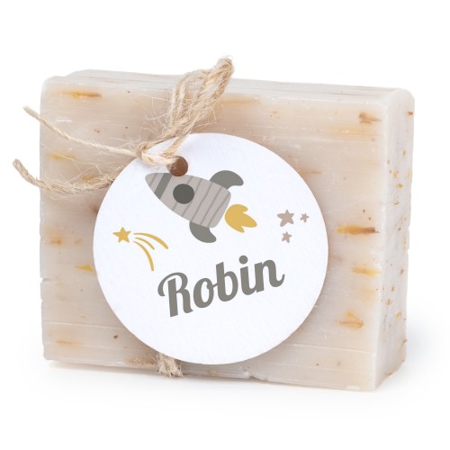 Zeepjes met rond label - set van 6