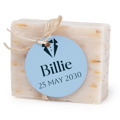 Sæbebar med rund etikette (sæt á 6) Sæbebar med rund etikette (sæt á 6)