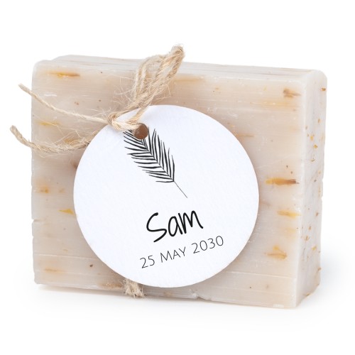 Sæbebar med rund etikette (sæt á 6)