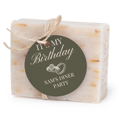 Såpestykke med rund etikett (sett à 6)