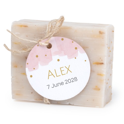 Såpestykke med rund etikett (sett à 6)