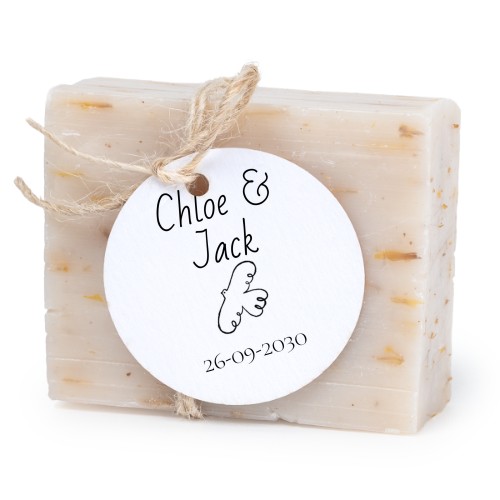 Lot de 6 savons avec étiquettes rondes