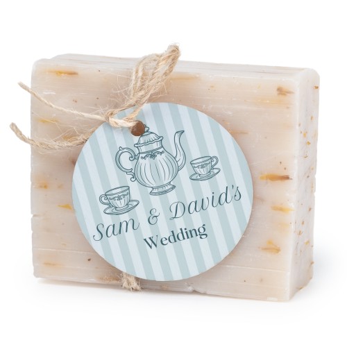 Såpestykke med rund etikett (sett à 6)