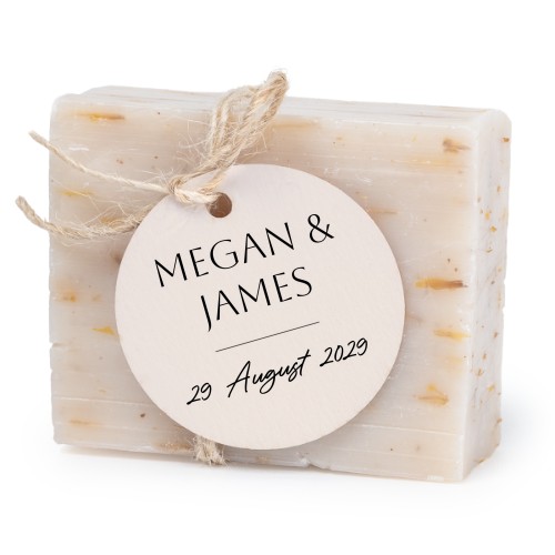 Sæbebar med rund etikette (sæt á 6)