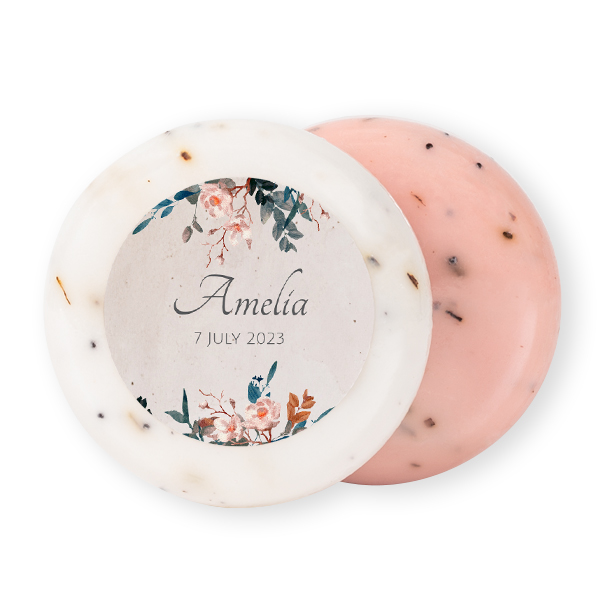 Rund såpe med klistremerke - 12 stk