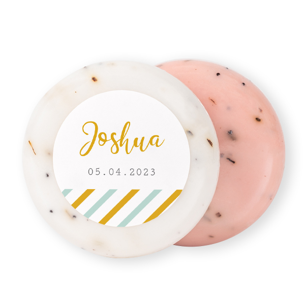 Rund såpe med klistremerke - 12 stk