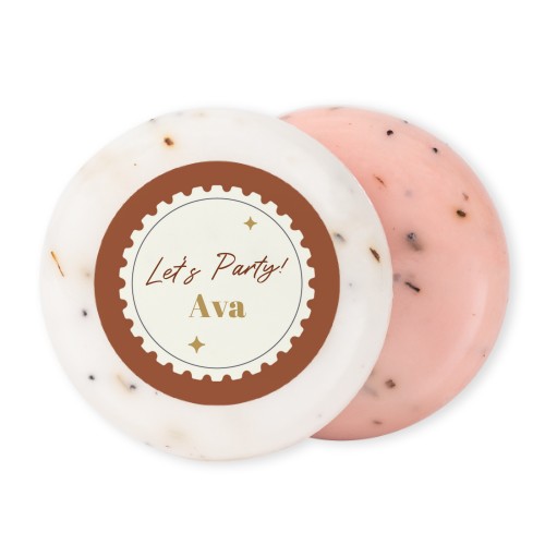 Rund sæbe med klistermærke - 12 stk