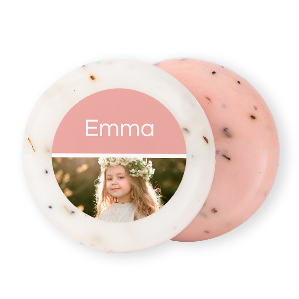 Rund såpe med klistremerke - 12 stk