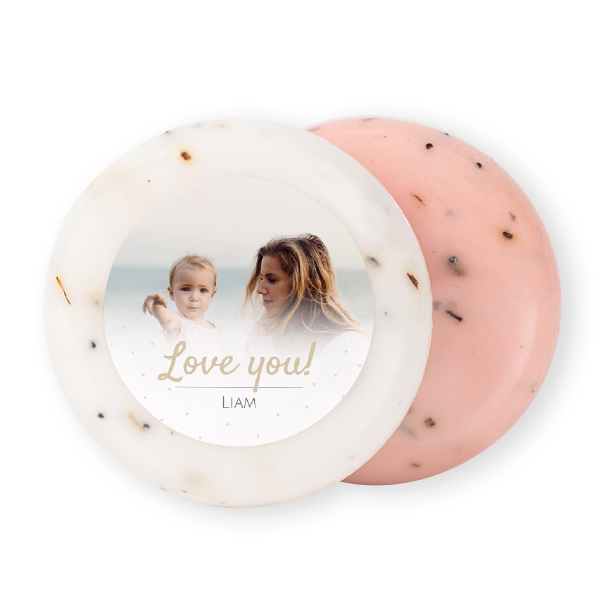 Rund sæbe med klistermærke - 12 stk