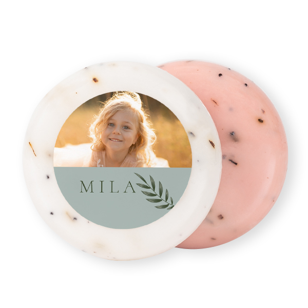 Rund sæbe med klistermærke - 12 stk Rund sæbe med klistermærke - 12 stk