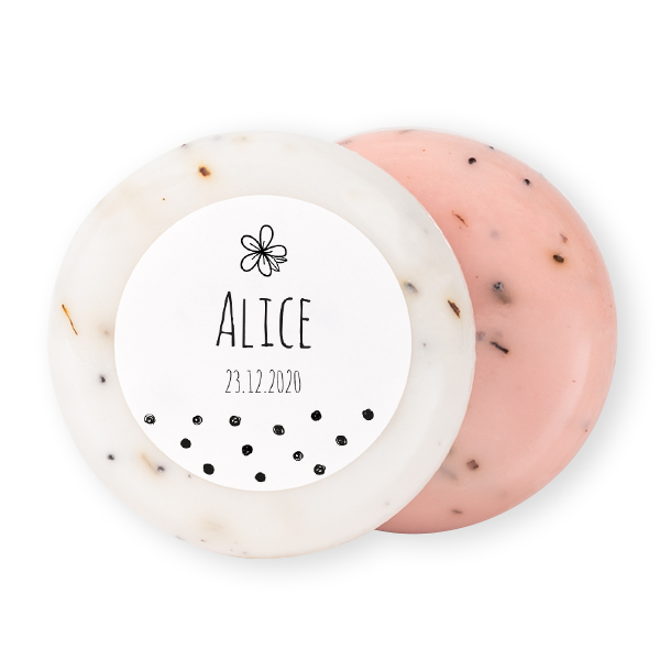 Rund såpe med klistremerke - 12 stk