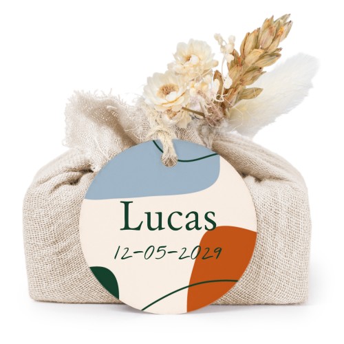 Beige cotton wrapped soaps with round label (6 pcs)