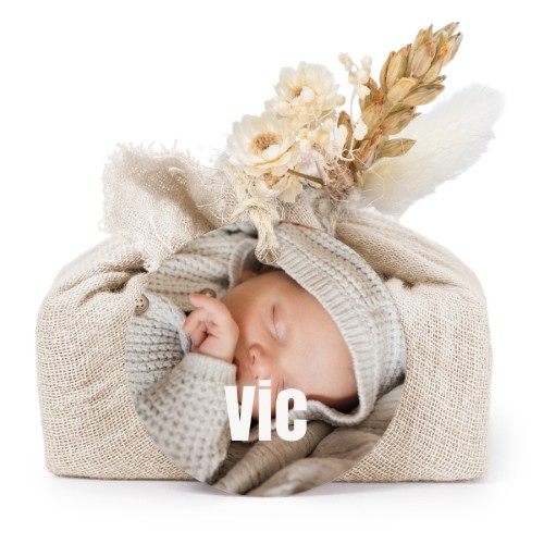 Zeepjes in beige tetra doekje met rond label (set van 6)