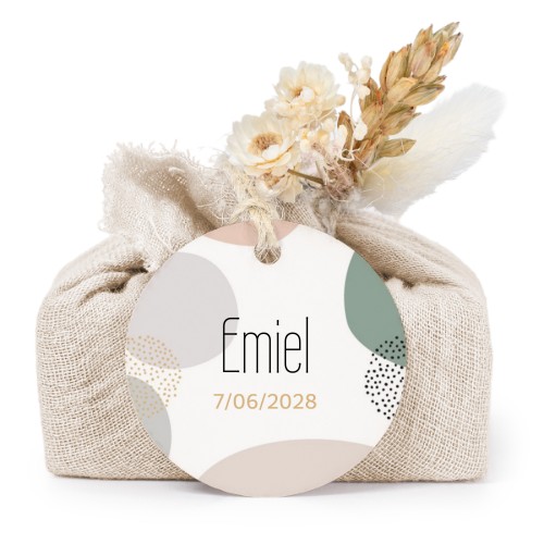 Beige cotton wrapped soaps with round label (6 pcs)