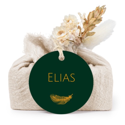 Sæber i beige stofindpakninger med rundt mærke (sæt á 6)