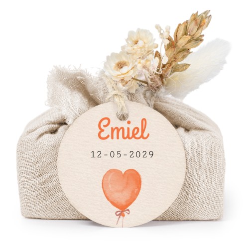 Tvålar i beige tygförpackningar med rund etikett (6 st)