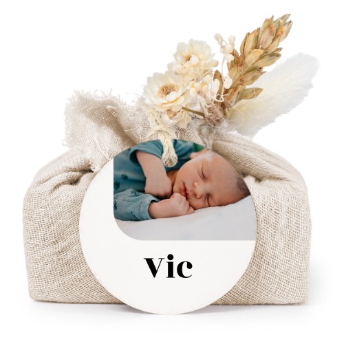 Beige cotton wrapped soaps with round label (6 pcs)