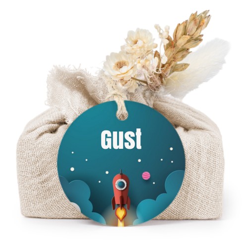 Beige cotton wrapped soaps with round label (6 pcs)