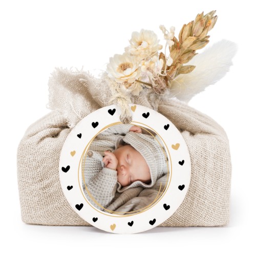 Beige cotton wrapped soaps with round label (6 pcs)