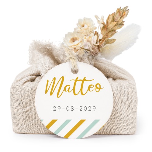 Beige cotton wrapped soaps with round label (6 pcs)