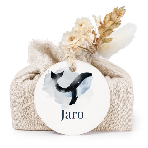 Beige cotton wrapped soaps with round label (6 pcs)