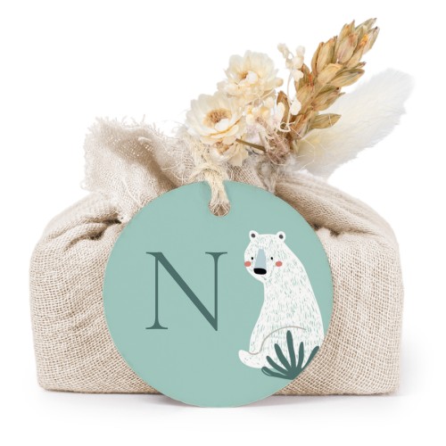 Zeepjes in beige tetra doekje met rond label (set van 6)