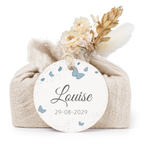 Beige cotton wrapped soaps with round label (6 pcs)