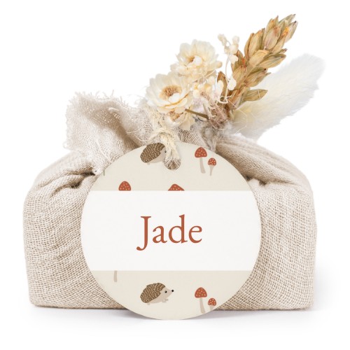 Beige cotton wrapped soaps with round label (6 pcs)