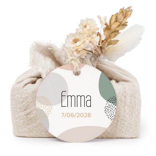 Beige cotton wrapped soaps with round label (6 pcs)