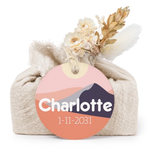 Beige cotton wrapped soaps with round label (6 pcs)