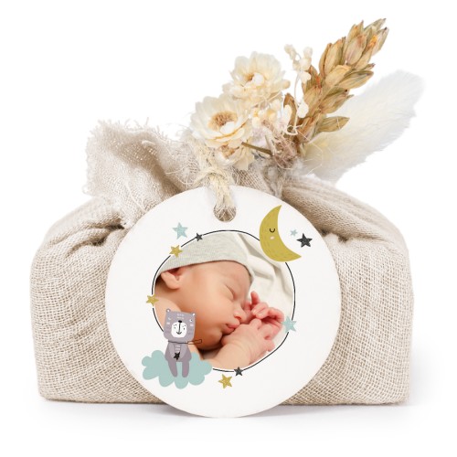 Beige cotton wrapped soaps with round label (6 pcs)