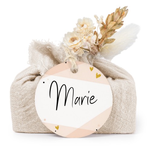 Beige cotton wrapped soaps with round label (6 pcs)