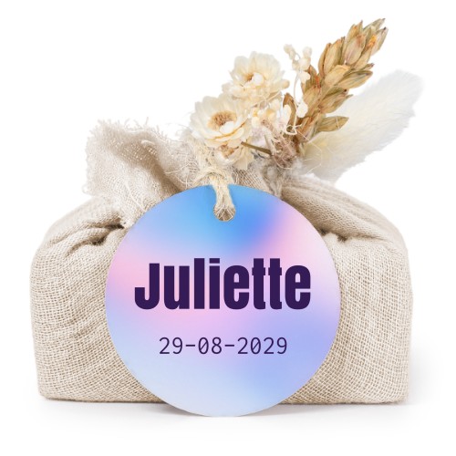 Zeepjes in beige tetra doekje met rond label (set van 6) Zeepjes in beige tetra doekje met rond label (set van 6)