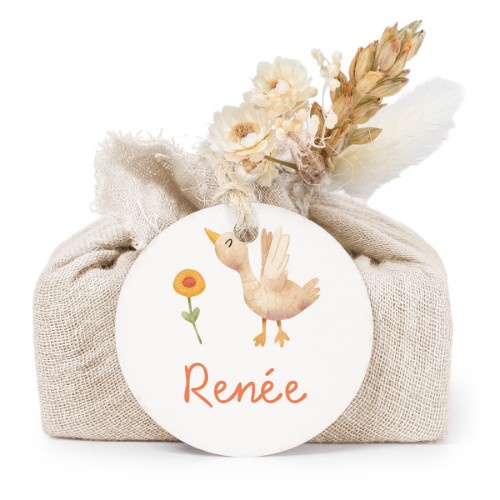 Beige cotton wrapped soaps with round label (6 pcs)